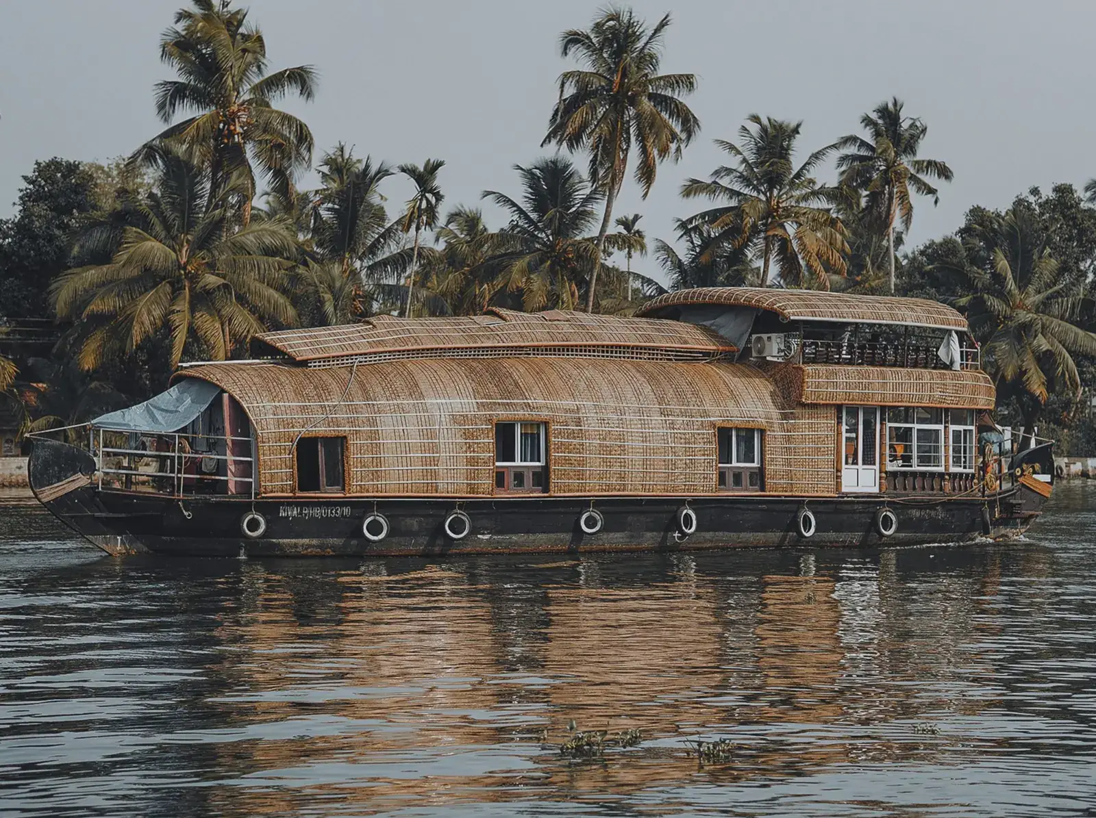 Traditional woven Kerala houseboat, Alleppey backwaters